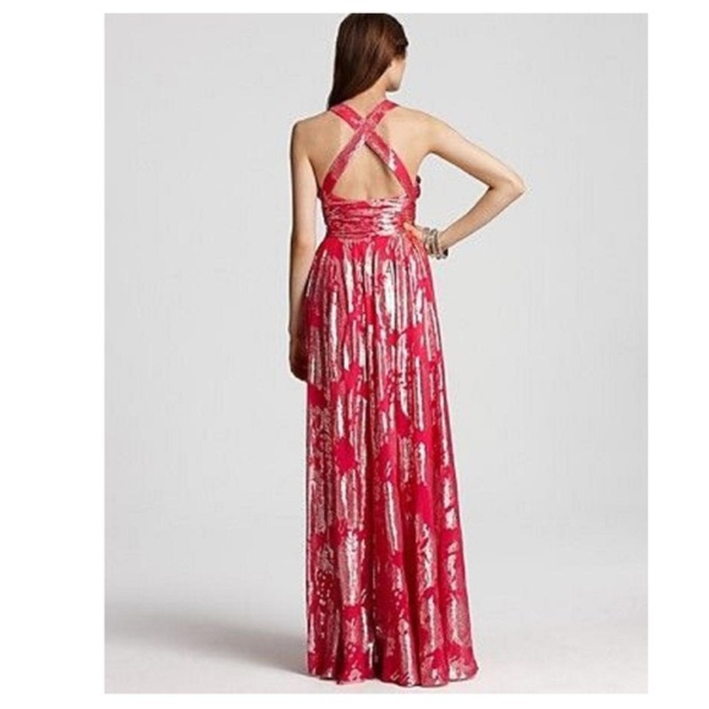 NWT Aidan Mattox Metallic Print Halter Gown size 6 - Picture 2 of 5